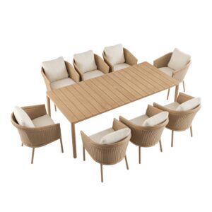 Panarea Indoor and Outdoor Wicker 8-Seater Rectangular Dining Set
