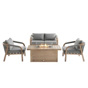 Manresa Rope 5-Seater Firepit Sofa Set, Natural and Grey