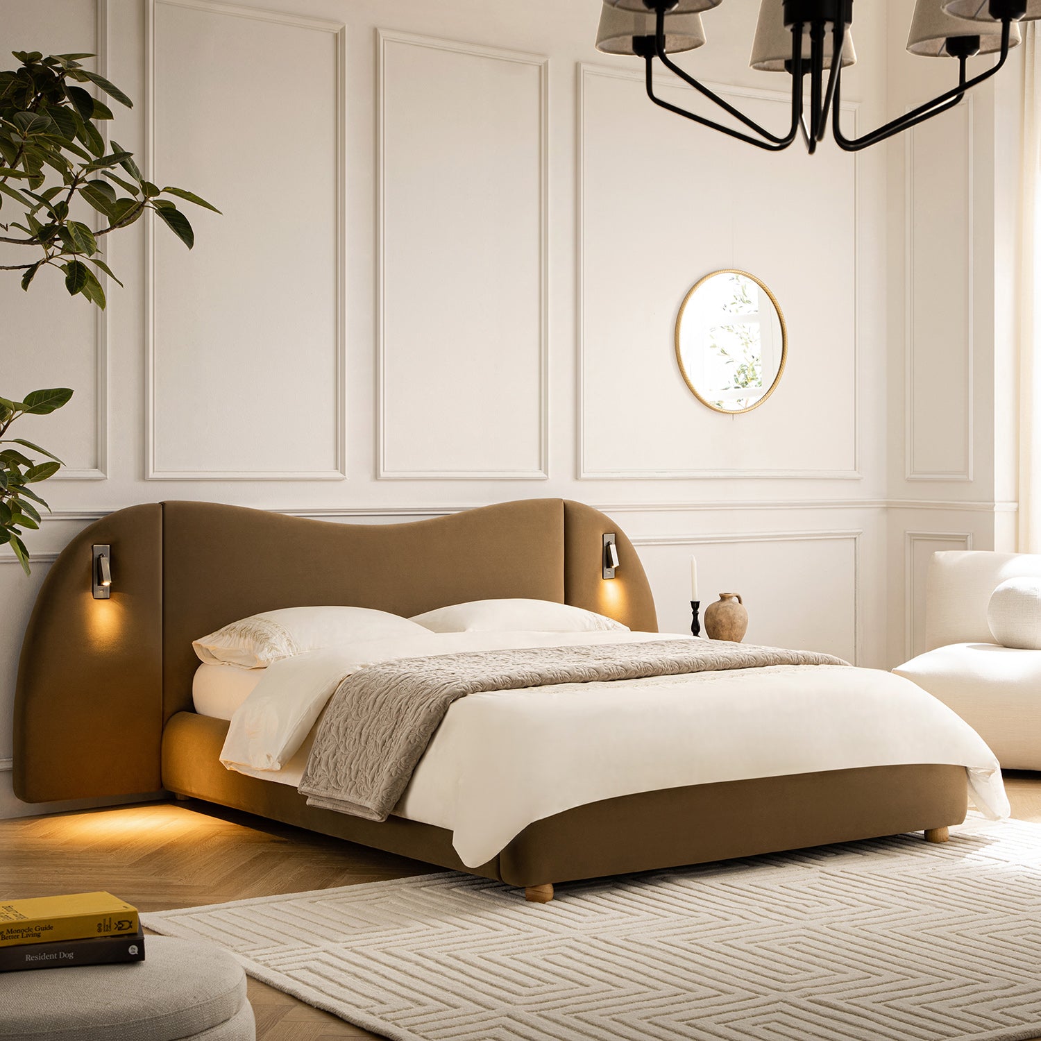 Egerie Extended Headboard Ottoman Storage Bed, Hazel Velvet
